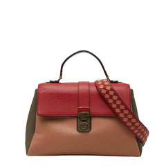 ボッテガヴェネタ ピアッツァ ショルダーバッグ ハンドバッグ 2WAY レッド ベージュ ピンク レザー レディース BOTTEGAVENETA 【中古】