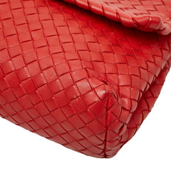 ボッテガヴェネタ イントレチャート チェーン ショルダーバッグ レッド レザー レディース BOTTEGAVENETA 【中古】