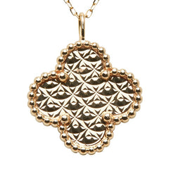 K18PG ピンクゴールド カーネリアン ダイヤ0.01ct フラワー 花 モチーフ ペンダントネックレス レディース 【中古】