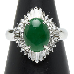 Pt900 プラチナ ヒスイ2.33ct ダイヤ0.63ct リング 指輪 レディース 14.5号 【中古】