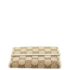 グッチ GGキャンバス 二つ折り財布 212090 ベージュ アイボリー キャンバス レザー レディース GUCCI 【中古】