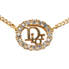 ディオール ロゴ ネックレス ゴールド メッキ ラインストーン レディース Dior 【中古】