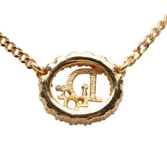 ディオール ロゴ ネックレス ゴールド メッキ ラインストーン レディース Dior 【中古】