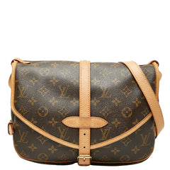 ルイ ヴィトン モノグラム ソミュールMM 斜め掛け ショルダーバッグ M40710 ブラウン PVC レザー レディース LOUIS VUITTON 【中古】