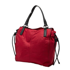 バーバリー ハンドバッグ トートバッグ レッド ブラック ナイロン レザー レディース BURBERRY 【中古】