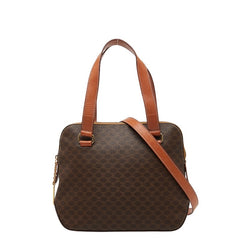 セリーヌ マカダム ハンドバッグ ショルダーバッグ 2WAY ブラウン PVC レザー レディース CELINE 【中古】
