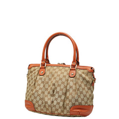グッチ GGキャンバス スーキー ハンドバッグ ショルダーバッグ 2WAY 247902 ベージュ オレンジ キャンバス レザー レディース GUCCI 【中古】