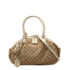 グッチ GGキャンバス スーキー ハンドバッグ ショルダーバッグ 2WAY 223974 ベージュ アイボリー キャンバス レザー レディース GUCCI 【中古】
