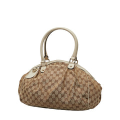 グッチ GGキャンバス スーキー ハンドバッグ ショルダーバッグ 2WAY 223974 ベージュ アイボリー キャンバス レザー レディース GUCCI 【中古】