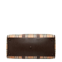 バーバリー ノバチェック シャドーホース ボストンバッグ トラベルバッグ ベージュ ブラウン キャンバス レザー レディース BURBERRY 【中古】