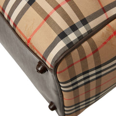 バーバリー ノバチェック シャドーホース ボストンバッグ トラベルバッグ ベージュ ブラウン キャンバス レザー レディース BURBERRY 【中古】