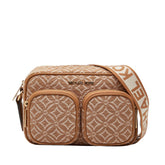 マイケルコース JET SET ITEM ロゴ 斜め掛け ショルダーバッグ ブラウン キャンバス レザー レディース Michael Kors 【中古】