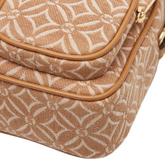 マイケルコース JET SET ITEM ロゴ 斜め掛け ショルダーバッグ ブラウン キャンバス レザー レディース Michael Kors 【中古】