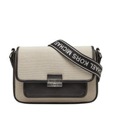 マイケルコース 斜め掛け ショルダーバッグ ベージュ ブラック キャンバス レザー レディース Michael Kors 【中古】