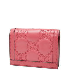 グッチ GGマトラッセ 二つ折り財布 コンパクトウォレット 723786 ピンク レザー レディース GUCCI 【中古】