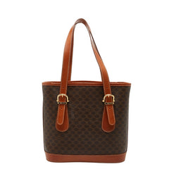 セリーヌ マカダム トートバッグ ブラウン PVC レザー レディース CELINE 【中古】