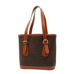 セリーヌ マカダム トートバッグ ブラウン PVC レザー レディース CELINE 【中古】