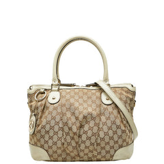 グッチ GGキャンバス スーキー トートバッグ ショルダーバッグ 2WAY 285730 ベージュ ブラウン キャンバス レザー レディース GUCCI 【中古】