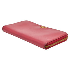 プラダ ロゴ ラウンドファスナー 長財布 1ML506 ピンク サフィアーノレザー レディース PRADA 【中古】
