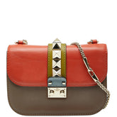 ヴァレンティノ ロックスタッズ チェーン ショルダーバッグ レッド マルチカラー レザー レディース VALENTINO 【中古】