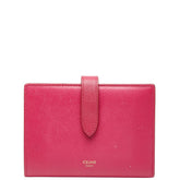 セリーヌ ストラップウォレット 二つ折り財布 ピンク レザー レディース CELINE 【中古】