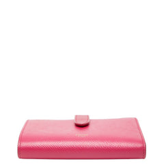セリーヌ ストラップウォレット 二つ折り財布 ピンク レザー レディース CELINE 【中古】