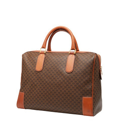 セリーヌ マカダム ボストンバッグ ブラウン PVC レザー レディース CELINE 【中古】