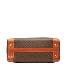 セリーヌ マカダム ボストンバッグ ブラウン PVC レザー レディース CELINE 【中古】