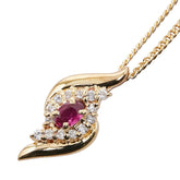 K18YG イエローゴールド ルビー0.13ct ダイヤ0.20ct ペンダントネックレス レディース 【中古】