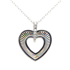 K18WG ホワイトゴールド ダイヤ0.04ct ハートモチーフ ネックレス レディース 【中古】