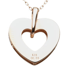 K18PG ピンクゴールド ダイヤ0.04ct ハートモチーフ ネックレス レディース 【中古】