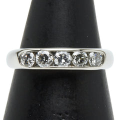 Pt900 プラチナ ダイヤ0.56ct 一文字リング 指輪 レディース 9.5号 【中古】