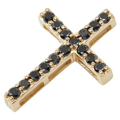 K18YG イエローゴールド ブラックダイヤ0.21ct クロスモチーフ ペンダントトップ ネックレス レディース 【中古】