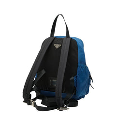 プラダ リュックサック リュック バックパック V418 ブルー ブラック ナイロン レディース PRADA 【中古】