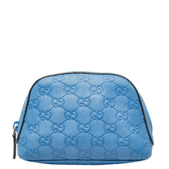グッチ グッチシマ ポーチ 272366 ブルー レザー レディース GUCCI 【中古】