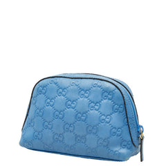 グッチ グッチシマ ポーチ 272366 ブルー レザー レディース GUCCI 【中古】