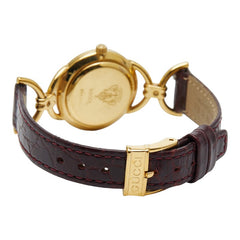 グッチ 腕時計 6000L クオーツ ゴールド文字盤 メッキ レザー レディース GUCCI 【中古】