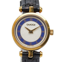 グッチ シェリーライン 腕時計 社外品ベルト クオーツ シルバー文字盤 メッキ レディース GUCCI 【中古】