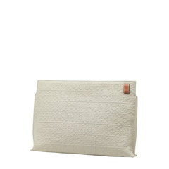 ロエベ リピートアナグラム Tポーチ クラッチバッグ ライトグリーン ブラウン キャンバス レザー レディース LOEWE 【中古】