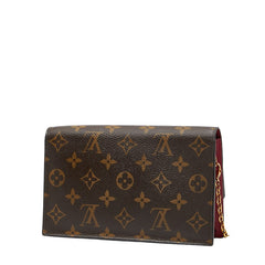 ルイ ヴィトン モノグラム ポルトフォイユ フロール チェーン ウォレット ショルダーバッグ M67404 フューシャ ブラウン PVC レザー レディース LOUIS VUITTON 【中古】