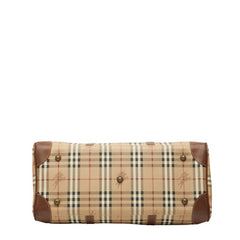 バーバリー ノバチェック シャドーホース ボストンバッグ ショルダーバッグ 2WAY ベージュ ブラウン PVC レザー レディース BURBERRY 【中古】