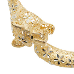 K18YG イエローゴールド パンサーモチーフ バングル ブレスレット レディース 【中古】