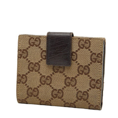 グッチ GGキャンバス ホースビット シェリーライン 二つ折り財布 138031 ブラウン キャンバス レザー レディース GUCCI 【中古】