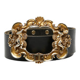 ドルチェアンドガッバーナ DGロゴ エンジェル スタッズ ベルト サイズ:85 34 ブラック レザー レディース DOLCE&GABBANA 【中古】