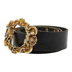 ドルチェアンドガッバーナ DGロゴ エンジェル スタッズ ベルト サイズ:85 34 ブラック レザー レディース DOLCE&GABBANA 【中古】