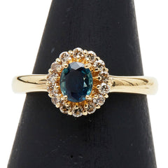 K18YG イエローゴールド サファイア0.50ct ダイヤ0.22ct リング 指輪 レディース 11号 【中古】