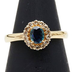 K18YG イエローゴールド サファイア0.50ct ダイヤ0.22ct リング 指輪 レディース 11号 【中古】