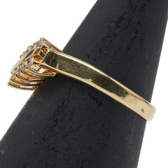 K18YG イエローゴールド ダイヤ0.33ct V字 リング 指輪 レディース 8.5号 【中古】