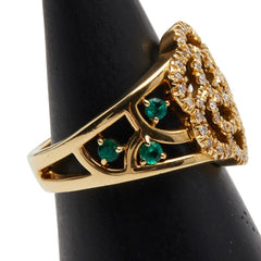 K18YG イエローゴールド ダイヤ0.33ct ルビー0.15ct エメラルド0.10ct リング 指輪 レディース 9.5号 【中古】