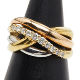 K18YG イエローゴールド K18PG ピンクゴールド Pt プラチナ ダイヤ0.30ct リング 指輪 レディース 9号 【中古】